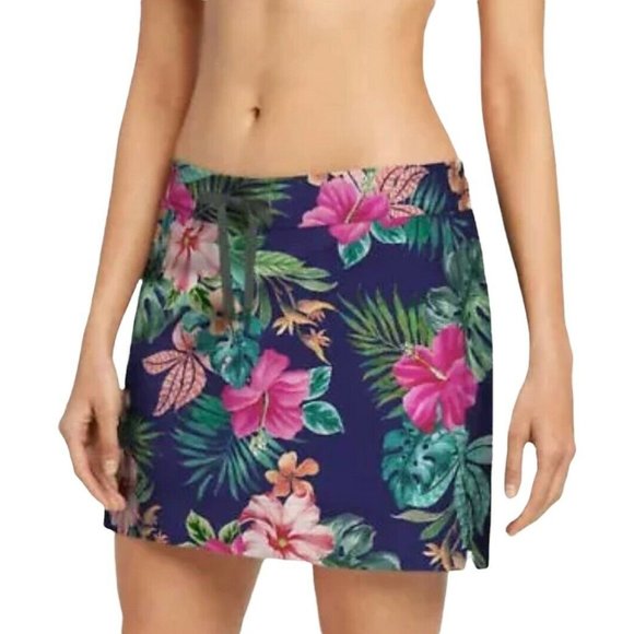 Speedo Dresses & Skirts - Speedo Womens Woven Swim Skort Skirt floral Navy Blue